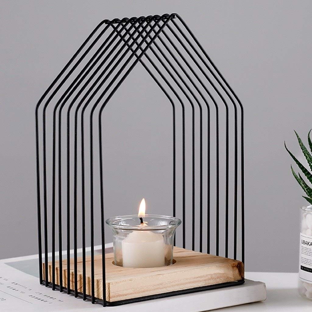 XILIN-1987 Candle Holderss Wrought Iron Glass Candlestick Creative Romantic Home Decoration Candle Holder Decorative Candlestick (Size : A)