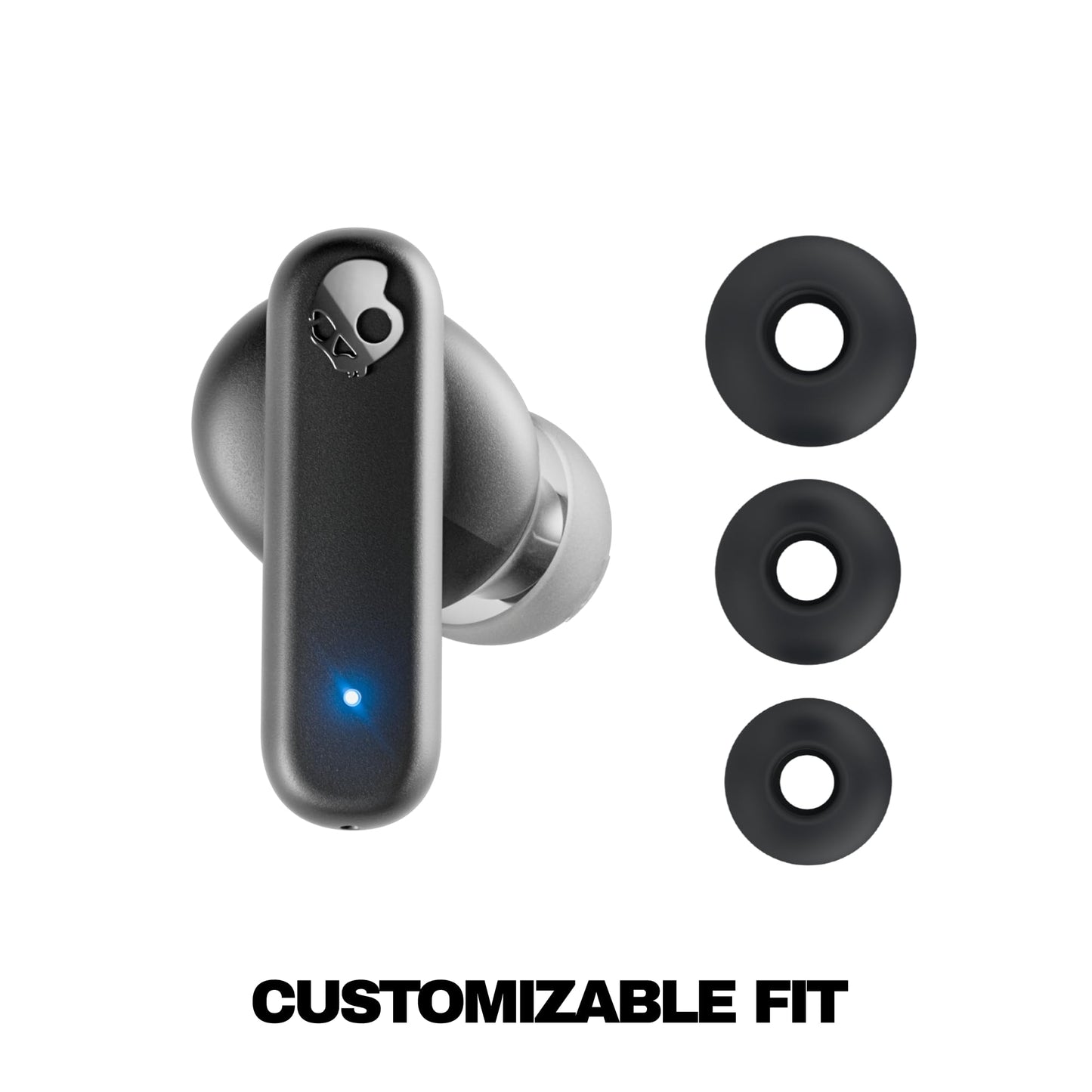 Skullcandy Smokin’ Buds Wireless Earbuds, Bluetooth Headphones, Noise Isolating Fit, Up to 20 Hours Battery, IPX4 Sweat and Water Resistant, Microphone for iPhone Android - True Black