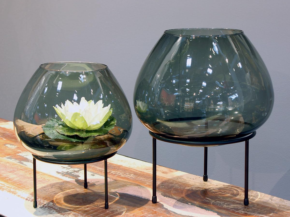 GILDE Vitu Glass Lantern – Black – Height 38 cm x Diameter 32 cm – Candle Holder
