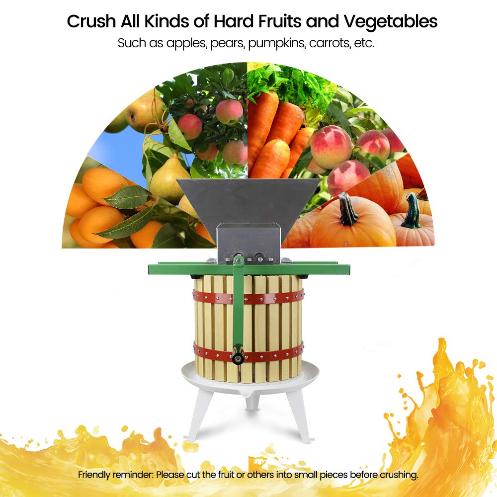 Fruit Apple Crusher and Wine Press with Filter Bag,100% Nature Apple&Grape&Berries Crusher Manual Juice Maker