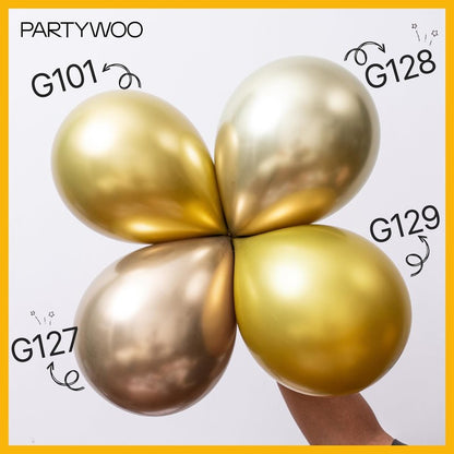 PartyWoo Gold Balloons 120pcs Different Sizes of 18 12 10 5 Inch Gold Balloon Arch Kit Garland for Birthday Wedding Anniversary Baby Shower Graduation Retirement Casino Party Decorations Gold-G101