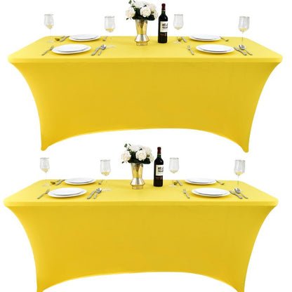 ZarzaaSik 10-Pack 4ft Spandex Table Covers for Rectangular Folding Tables - Wrinkle Resistant Stretch Tight Table Cloths - Fitted Table Protector for Parties, Trade Shows, Banquet, and Wedding