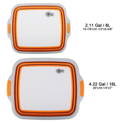 Tiawudi Large Collapsible BBQ Prep Tub with Lid(4.22 Gal/16L), Foldable Camping Sink with Colander, Cutting Board, Dish Basin for Kitchen, Bowl, Vegetable and Fruit, Storage Basket for Picnic