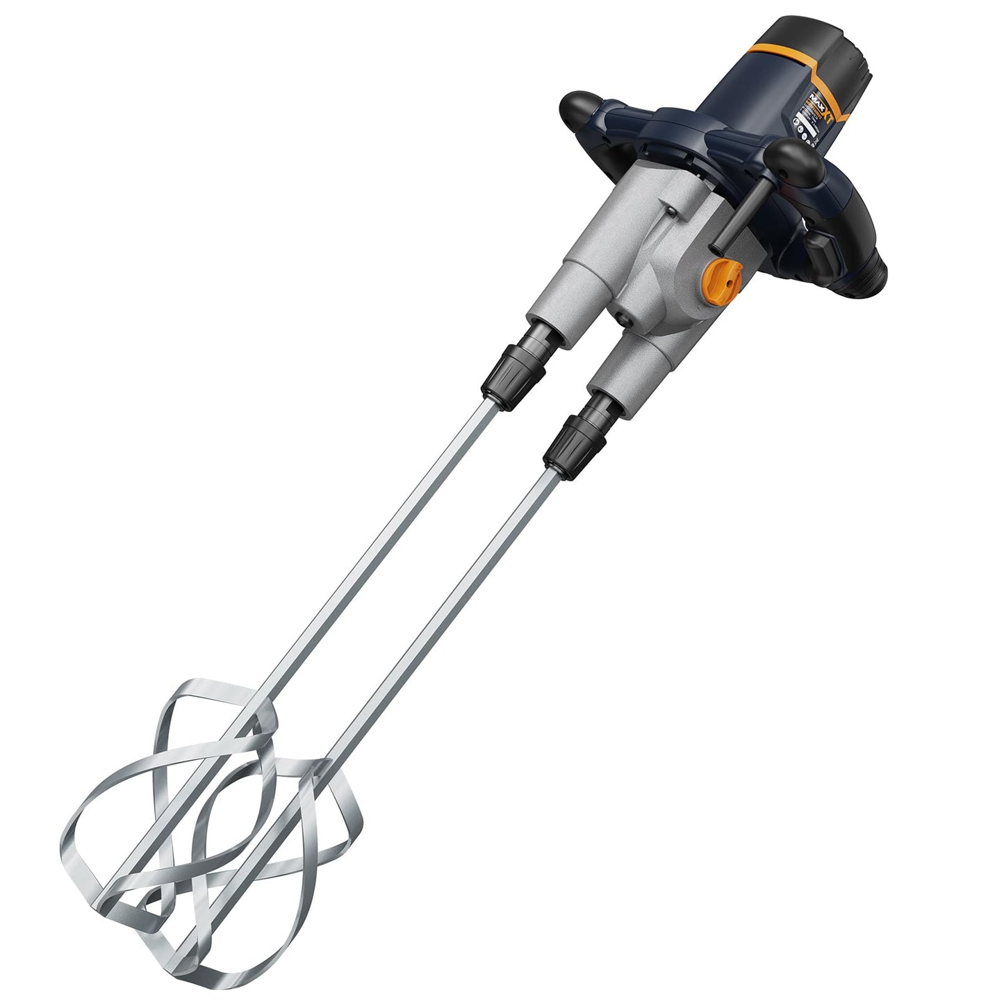 MAXXT 15A Double-Paddle Electric Cement Mixer - Handheld Concrete/Mud Mixer with Soft Start, Stepless Speed Control Paint Mixer for Mixing Cement, Paint, Mortar, Glue, Comes with 2 Mixing Paddles
