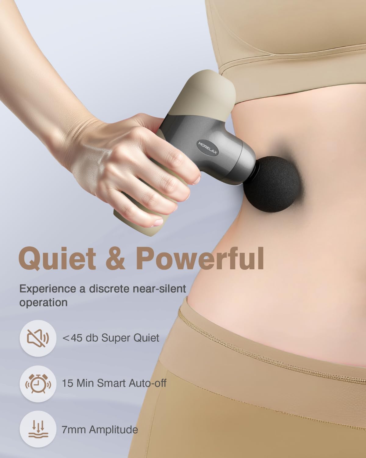 Mini Massage Gun, Percussion Muscle Massager for Back Pain Relief, Compact Sports Travel Massage Gun with 6 Massage Heads 4 Speeds, Gift for Her, Home, Athletes