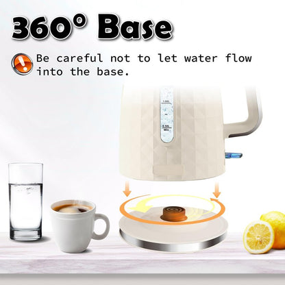 1.7L Electric Kettle, Fast Boiling 1200W Hot Water Boiler, 360° Cordless Design,Electric Tea Kettle for Boiling Water Auto Shut Off Boil Dry Protection，Electric Water Kettle for Coffee Tea,Beige