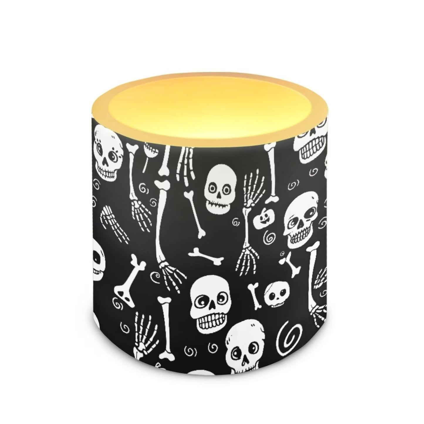 Merkmak Pack of 4 Flameless Candles with Remote, Halloween Skeleton Battery Operated Candles with Timer Waterproof Flameless Pillar Tea Lights for Indoor Outdoor Party Banquet Decorations