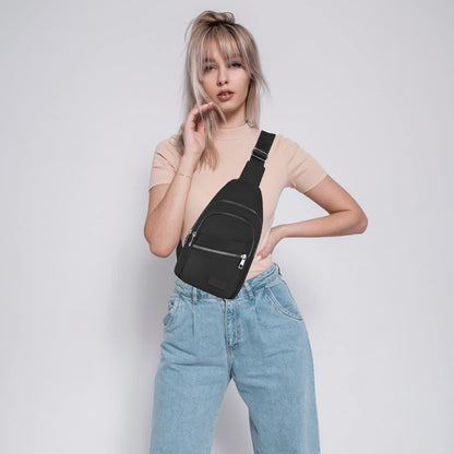 Small Sling Backpack Crossbody Sling Bag for Women, Chest Bag Daypack Fanny Pack Cross Body Bag for Outdoors Hiking Traveling - Black
