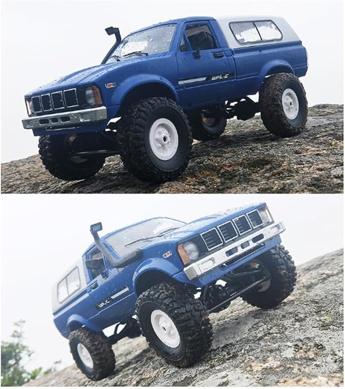 GoolRC RC Truck WPL C24 RC Crawler 1/16 Scale Remote Control Car 4WD All Terrain Off Road Pickup Truck 2.4GHz RC Climbing Car with LED Light 2 Batteries for Adults (Blue)