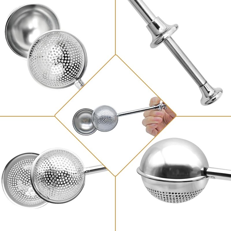 Flour Sifter, SENHAI 2 PCS Sifter for Baking, 304 Stainless Steel Powdered Sugar Shaker Duster for Sugar Flour Spices Tea Strainers (Half-hole & Full-hole)