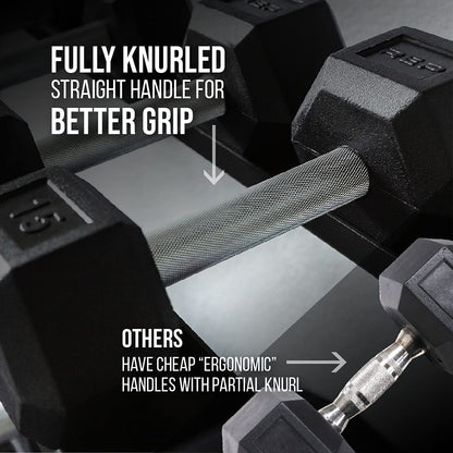 Rep 5-50 lb Rubber Hex Dumbbell Set, Low Odor