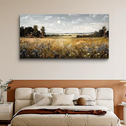 KELIYUAN Large Canvas Wall Art For Living Room Farmhouse Wall Decor For Bedroom Office Decorations Field Scenery Painting Countryside Wall Pictures Artwork Modern Ready To Hang Home Decor 24"X48"