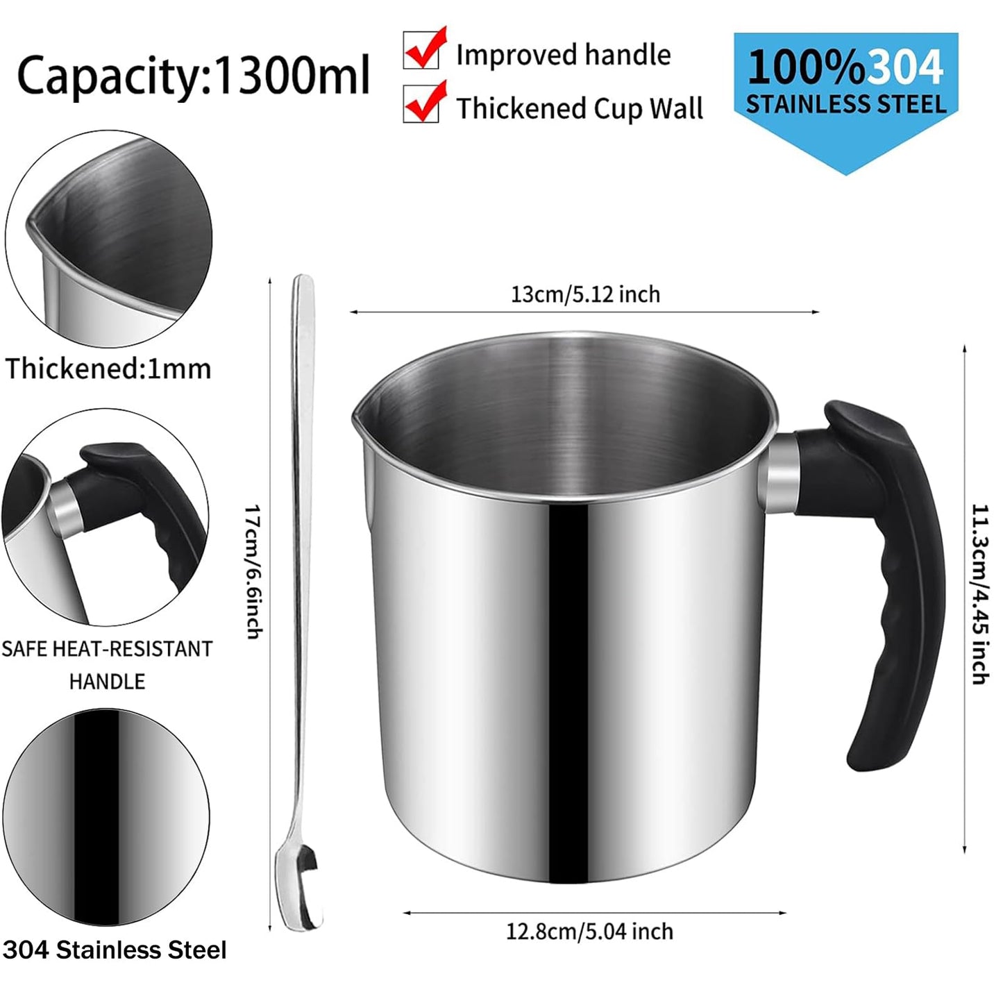 DINGPAI Candle Making Supplies, Complete Soy Candle Making Set Including Candle Make Pouring Pot, Candle Wicks, Wicks Sticker, 3-Hole Candle Wicks Holder, Natural Soy Wax and Spoon