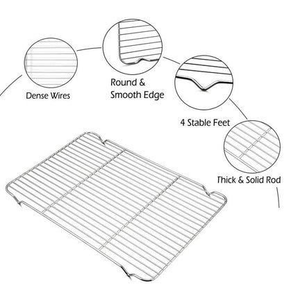Turbokey Oven Roasting Rack 11 x 15.4 inch Rectangle Baking Cooling Steaming Grilling Rack with 4 Legs Stainless Steel Rack,Perfect To Cool and Bake(11"X15.4",39X28cm)