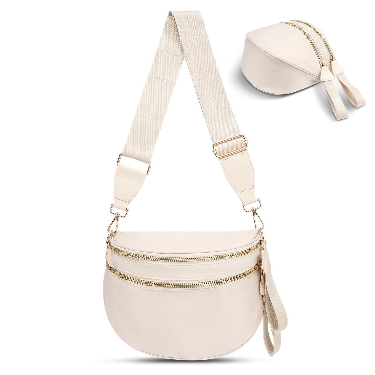 Checkered Crossbody Bag,Nylon Bum Bags for Women Crossbody,Spacious Sling Bag Purse Fanny Packs with Shoulder Strap