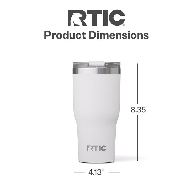 RTIC 30oz Essential Tumbler with Lid, Ceramic Lined, Insulated, Stainless Steel, Metal, Double Wall Vacuum-Insulation, Travel Cup for Iced Coffee, Tea, Hot and Cold Drink, White
