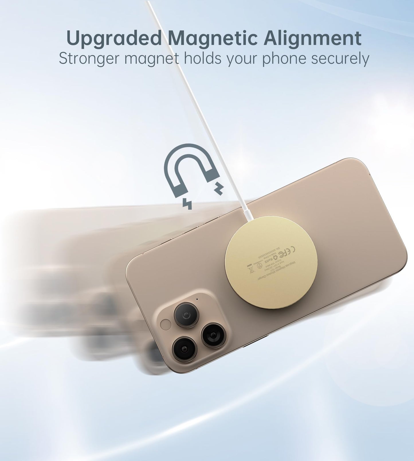 Magnetic Wireless Charger for iPhone 17/16/15/14/13/12 - Mag Charger+20W USB C Adapter, Fast Wireless Charging Stand/Pad with 5ft USB-C Cable for iPhone 17/16/15/14/13/12 Pro Max Plus Mini Air, Airpod