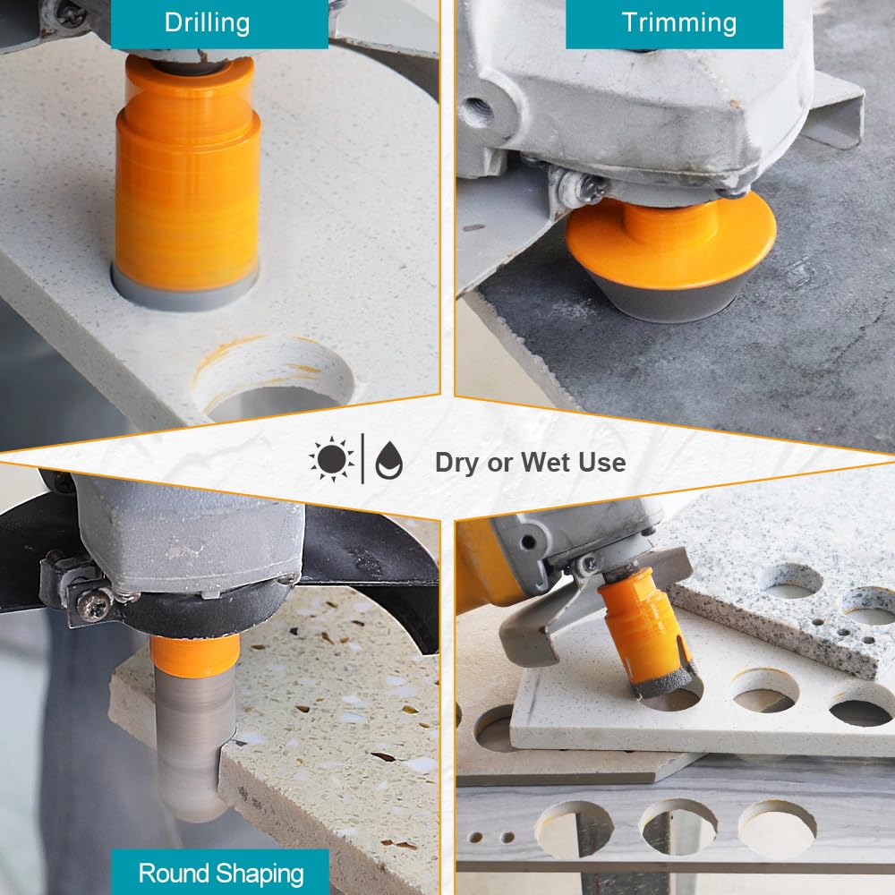 EXFEIN Tile Hole Saw Kit 13pcs - Diamond Core Drill Bits 6/6/8/19/25/35/50/75/102/125mm for Tile Porcelain Marble Granite with 20mm Diamond Finger Bit and 2" Chamfer Bit Trimming Hole and SDS Adapter