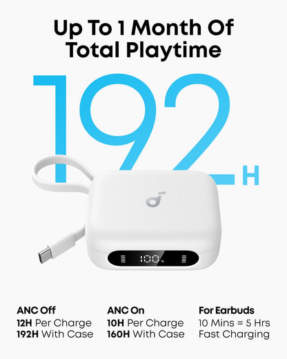 Soundcore P41i by Anker, Adaptive Noise Cancelling Earbuds with Portable Phone Charger and Built-in Lightning Adapter, 12H Playtime, 192H with Case, 6-Mic AI Clear Calls, IPX5