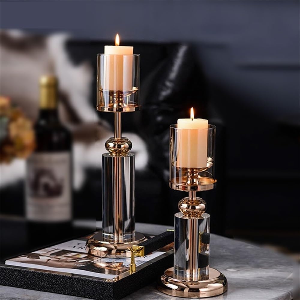 YUHUAWF Candle Holderss Light Luxury Crystal Glass Candlestick Living Room Porch Decoration Home Dining Table Candle Holder Decorative Candlestick