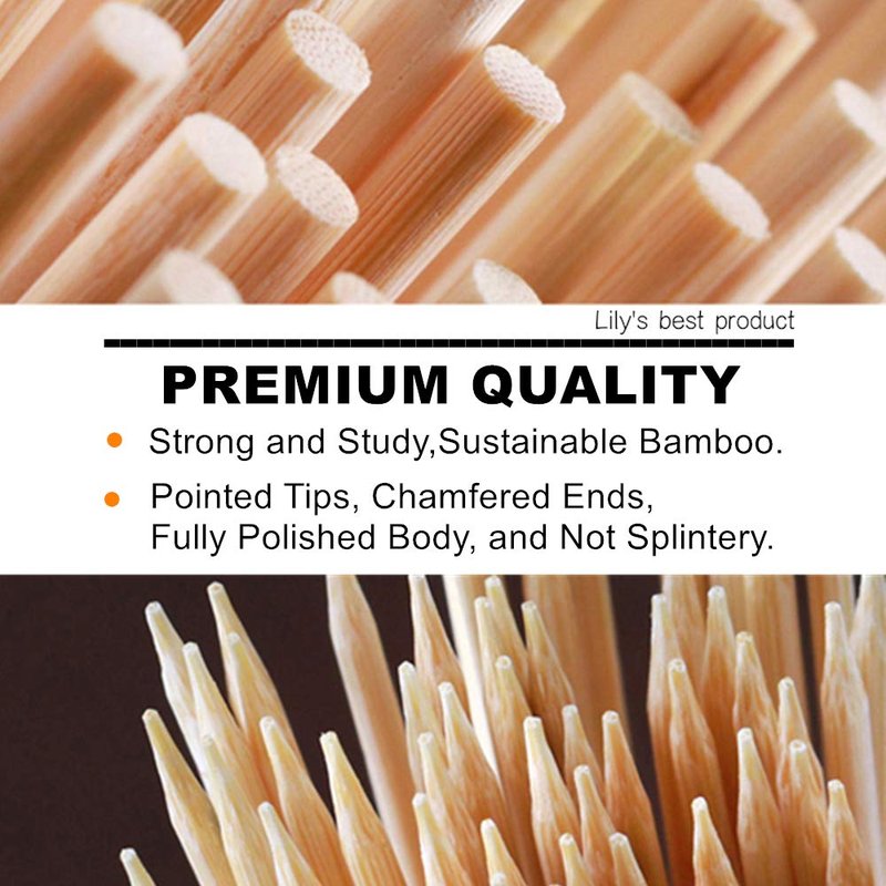 8" Natural Bamboo Skewers for BBQ，Appetiser，Fruit，Cocktail，Kabob，Chocolate Fountain，Grilling，Barbecue，Kitchen，Crafting and Party. Φ=4mm, More Size Choices 6"/10"/12"/14"/16"/17.5"/30"/36"(200 PCS)