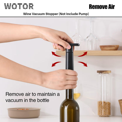 WOTOR Wine Stoppers - Vacuum Wine Saver, Preserver & Sealer (Black, 24 Pieces)