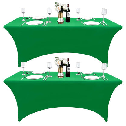 ZarzaaSik 2-Pack 8ft Spandex Table Covers for Rectangle Folding Tables - Washable Elastic Tablecloth - Ultimate Fitted Table Protector for Birthday Parties, Trade Shows, Banquet