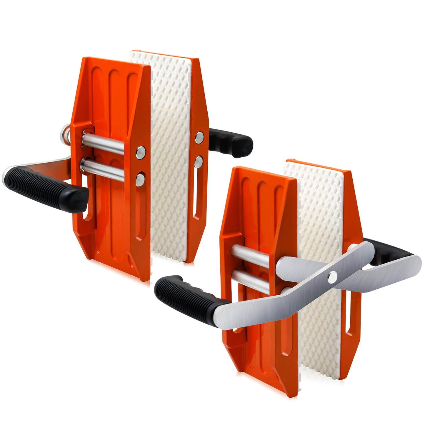SDRTOP 2 PACK Granite Carrying Clamps with White Rubber-lined, Double Handed Stone Panel Carry Lifter Tools, Heavy Duty lifting clamps for Marble, Glass, Slabs and Plywood