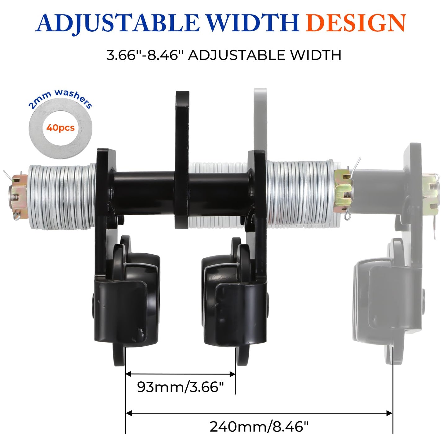 POWLAB 3 Ton Heavy Duty Manual I-Beam Trolley, Adjustable Flange Width 3.66" to 8.46", Dual Wheels for Garage Hoist, Robust Steel Construction for Straight & Curved Beams