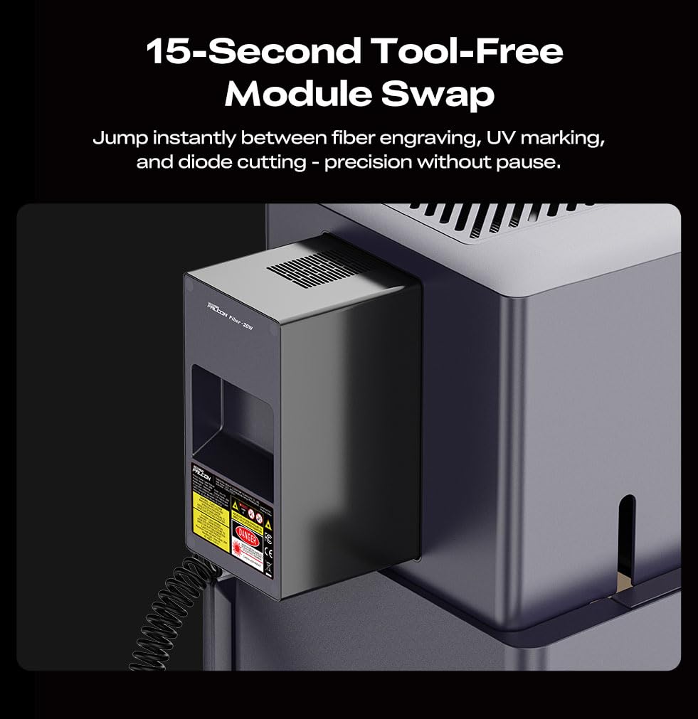 Creality T1 Diode 40W Laser Engraver Machine, Modular Galvo System with Fiber, UV & MOPA Support, 10000mm/s Ultra-Fast Engraving, 15s Quick-Swap, AI Batch Engraving for Wood, Leather & Acrylic Cutting