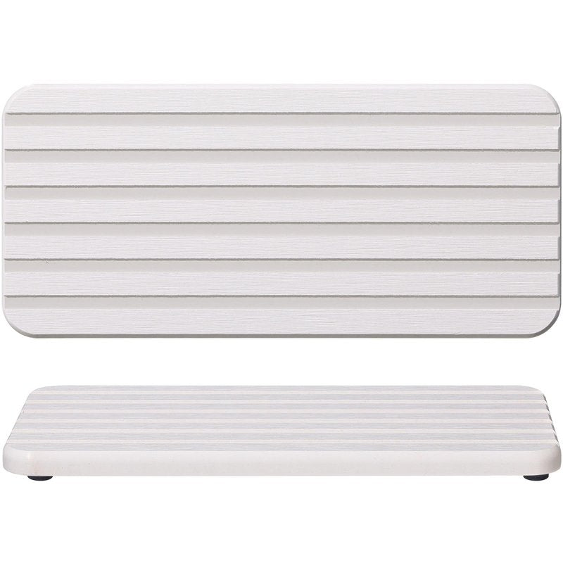 Photect 2Pcs Water Absorbent Diatomite Coasters 8.6x4'' Diatomaceous Earth Drying Ma, Grooved Design Water Absorbing Stone for Home Bathroom Decoration Home Warming Gift (White)