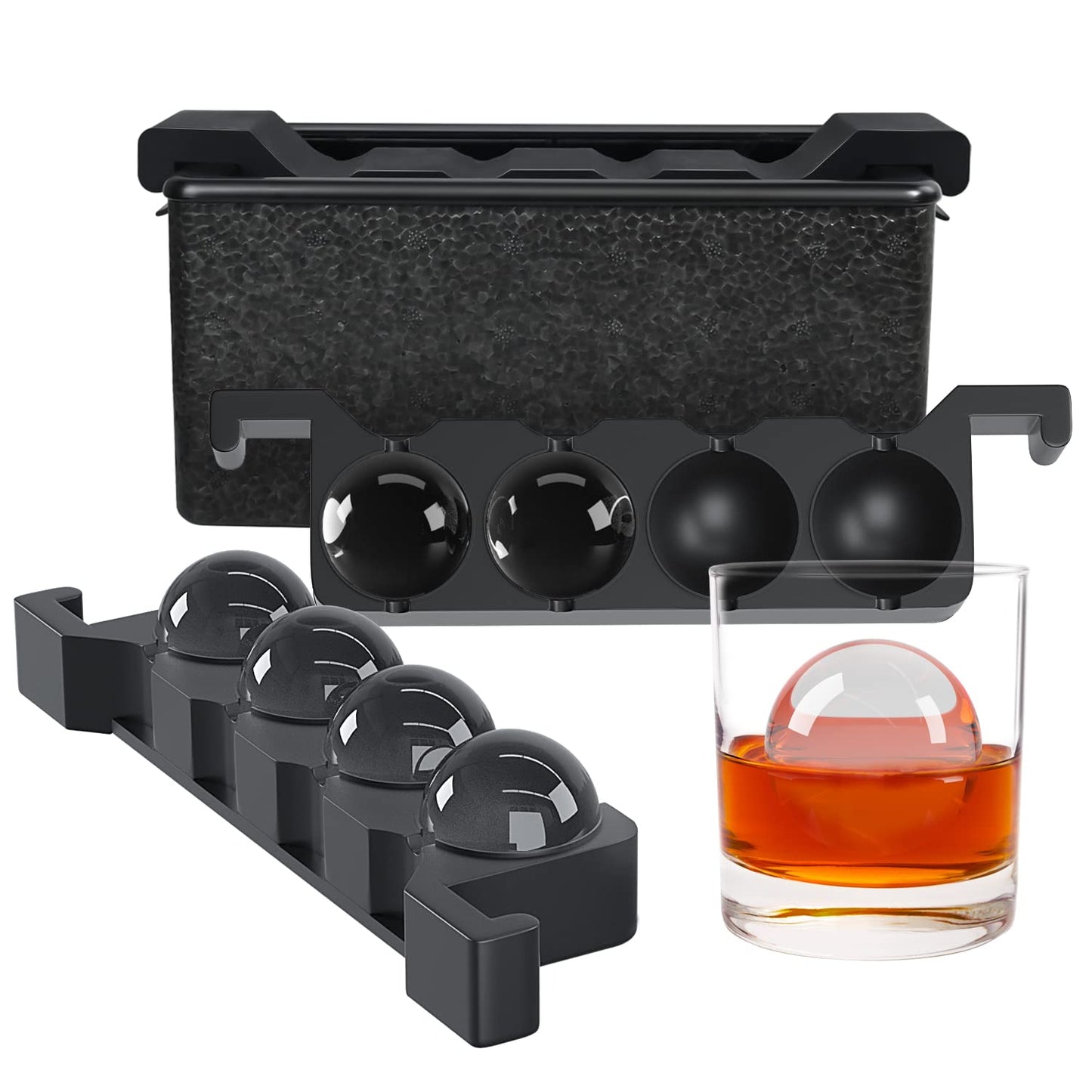 TINANA Clear Ice Ball Maker, Crystal Clear Ice Sphere Maker prepare 8 Large Round Ice Balls, 2 Inch Ice Cubes for Cocktail, Whiskey & Bourbon Drinks, Gifts for Men