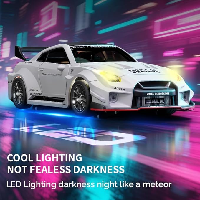 1:43 RC Drift Car 20KM/H with Gyro 2.4G 4WD Full Proportional Alloy Sport Racing Car Adjustable Speed LED Lighting for Teens &amp Adults-D43-01