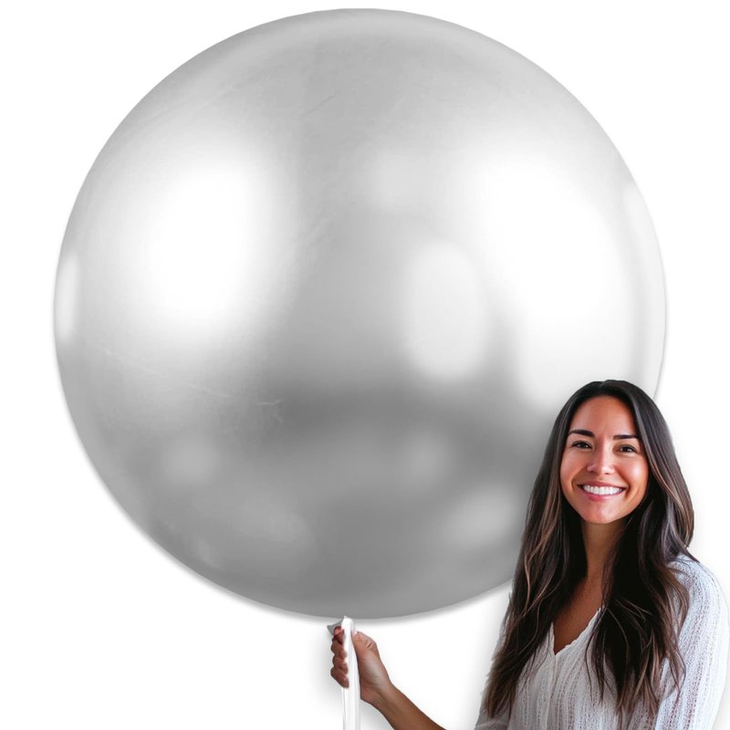 PartyWoo Metallic Silver Balloons 4pcs 36 Inch Large Big Jumbo Giant Silver Chrome Balloons for Graduation Wedding Baby Shower Bachelorette Anniversary Birthday Party Decorations Silver-G102