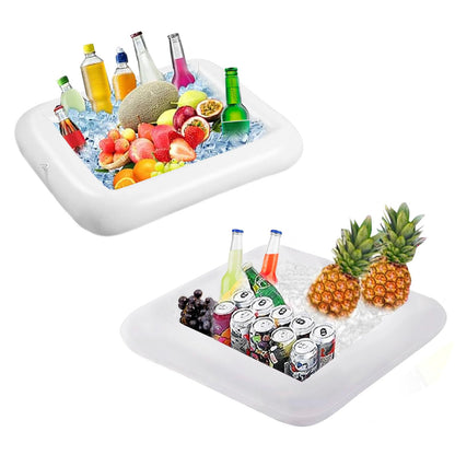 2PCS Inflatable Ice Serving Buffet Bar - BBQ Picnic Pool Party Supplies Buffet Salad Food & Drinks Tray for Party Picnic & Camping (23.6 inches)