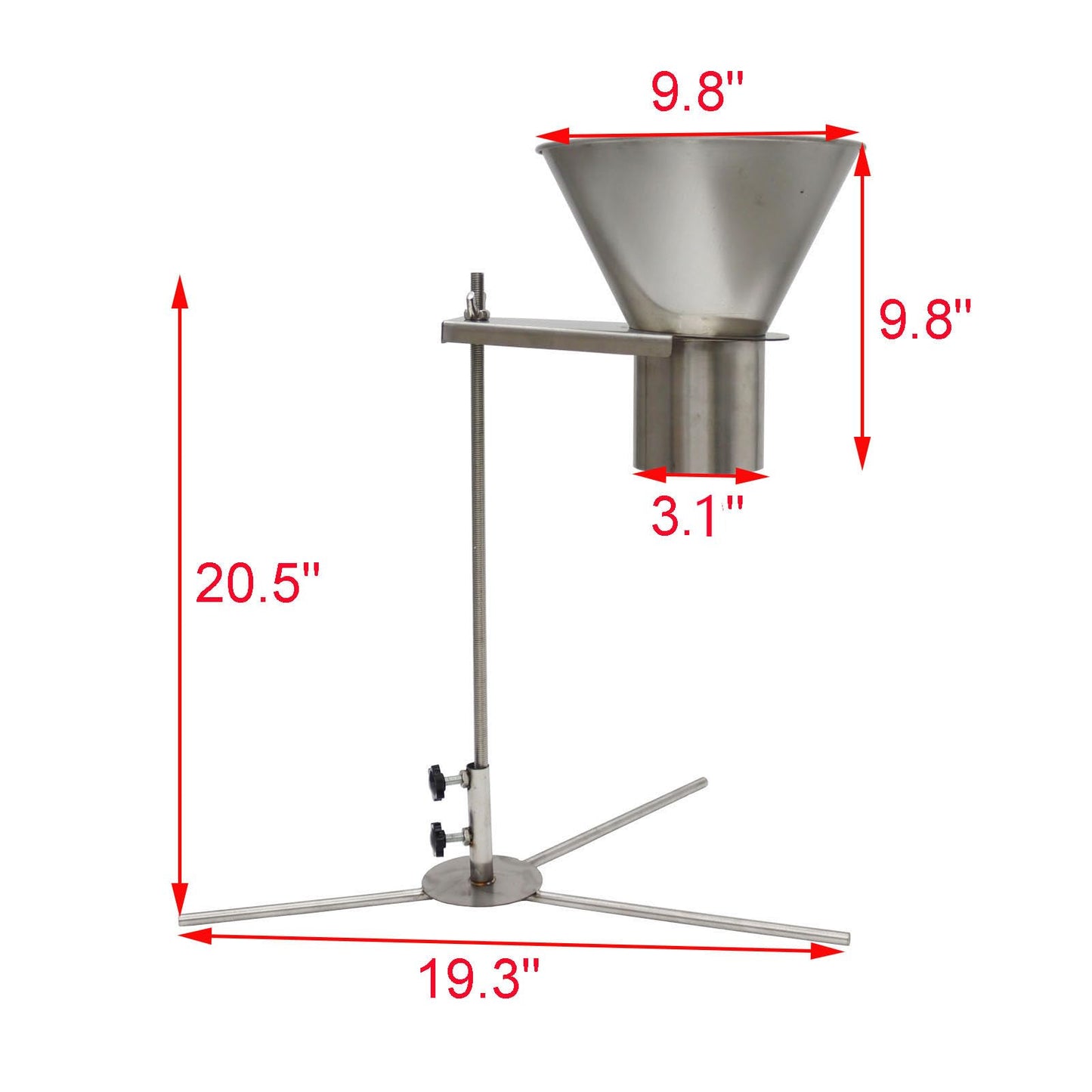 INTBUYING Stainless Steel Feeding Hopper Funnel with Stand Food Grade Kitchen Funnel Hopper for Powder Paste Liquid and Granule Manual Filling 8 cm