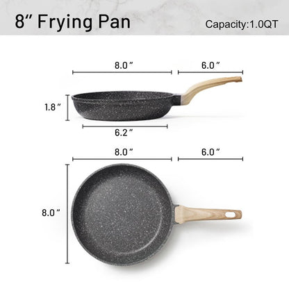 CAROTE Non Stick Frying Pan Skillet, Omelet Pan, Healthy Non Toxic Granite Chef Pan, Induction Compatible Egg Frying Pan with Heat-Resistant Handle, PFOA-Free