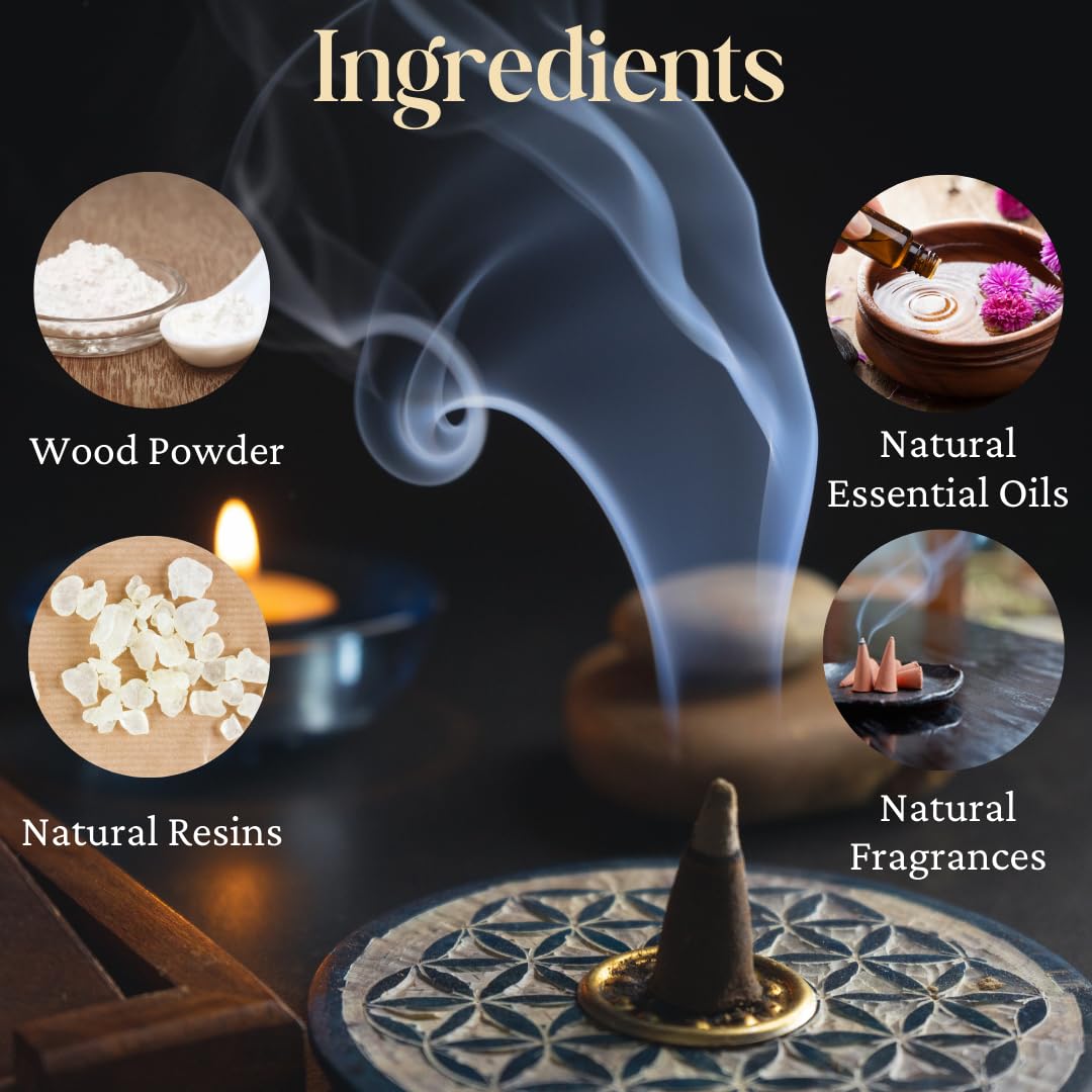 Bless International Frankincense-and-Myrrh 100%-Natural-Incense-Cones Handmade-Hand-Dipped Organic-Chemicals-Free for-Purification-Relaxation-Positivity-Yoga-Meditation The-Best-scents (60 Count)