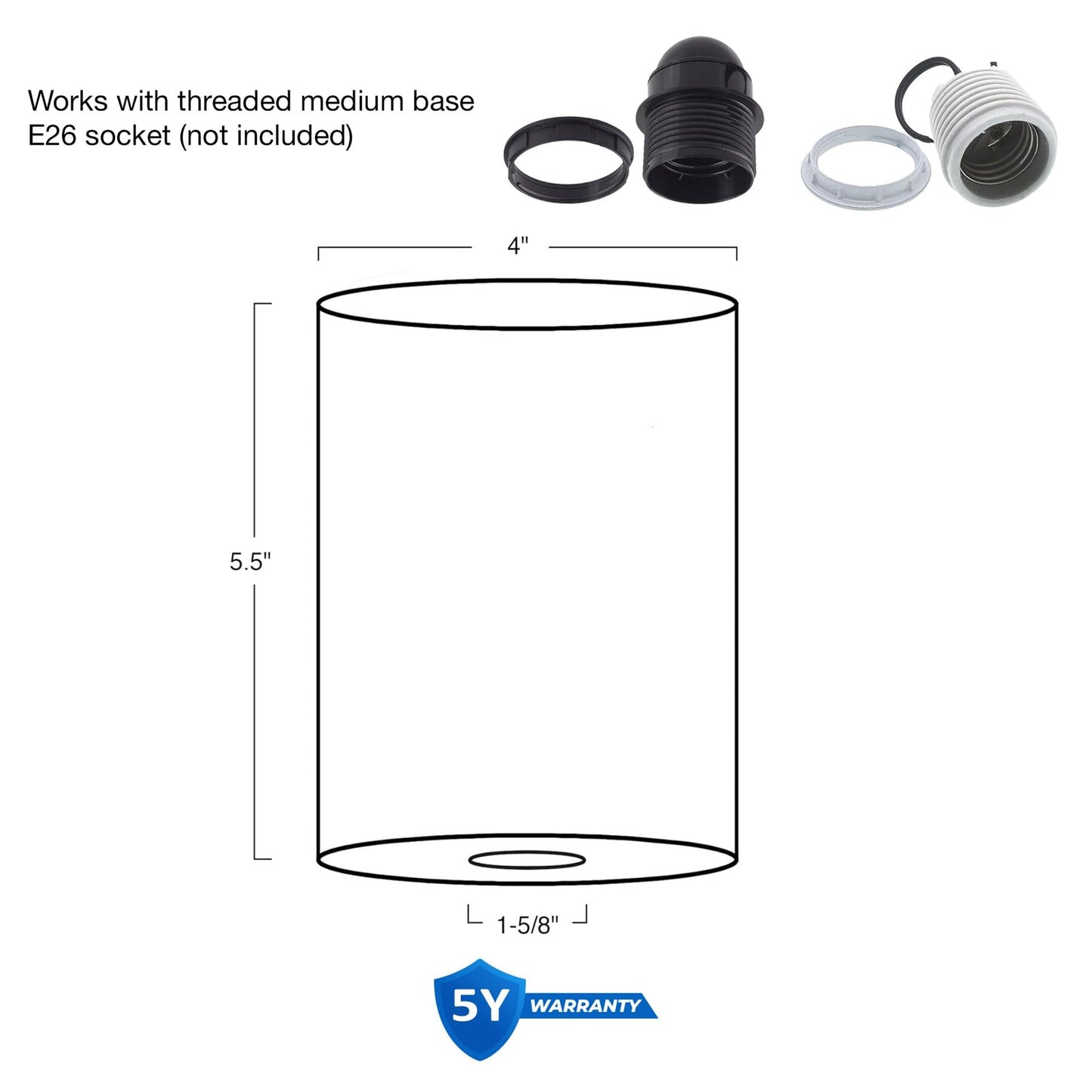 Kira Home Villa 6" Pendant Light Glass Shade Replacement w/Amber Cylinder Design (Set of 3), Bathroom Vanity Light & Chandelier Glass Upgrade, 6" x 4", Fits Threaded Medium Base Sockets