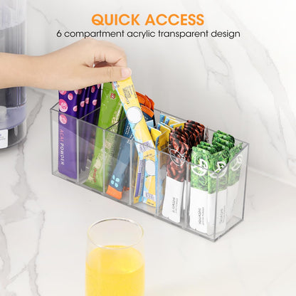 AIEVE Drink Packet Organizer, 360° Rotating Lazy Susan Turntable Powdered Drink Mix Holder, Acrylic Water Packet Container for Pantry Organizer Kitchen Storage Organization (Round)