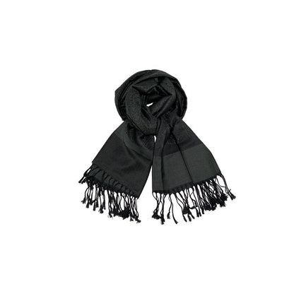 Wendyfull Pashmina Shawls and Wraps w/Fringe Two Tone Vintage Jacquard Paisley Rave Scarf for Weddings Festival (Black)