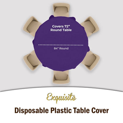 Exquisite 12-Pack Premium Plastic Tablecloth 12-Pack Premium Plastic 84-Inch Round Tablecloth - Purple