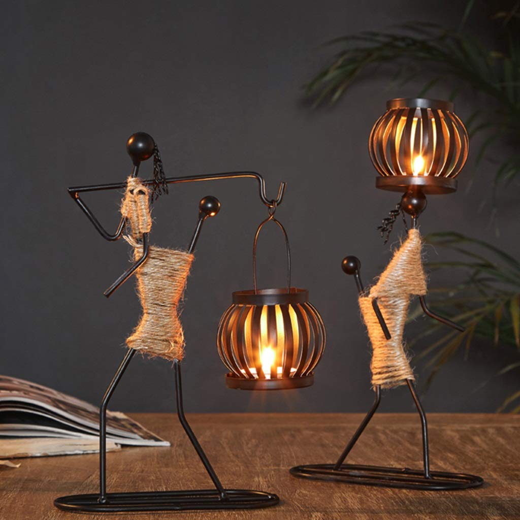 XILIN-1987 Candle Holderss Girl Shape Iron Candlestick Tabletop Decoration Cafe Candlelight Dinner Props Romantic Candlestick Decorative Candlestick (Size : C)