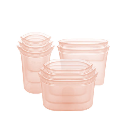 Zip Top Reusable Food Storage Bags | Medium Dish [Frost] | Silicone Meal Prep Container | Microwave, Dishwasher and Freezer Safe | Made in the USA