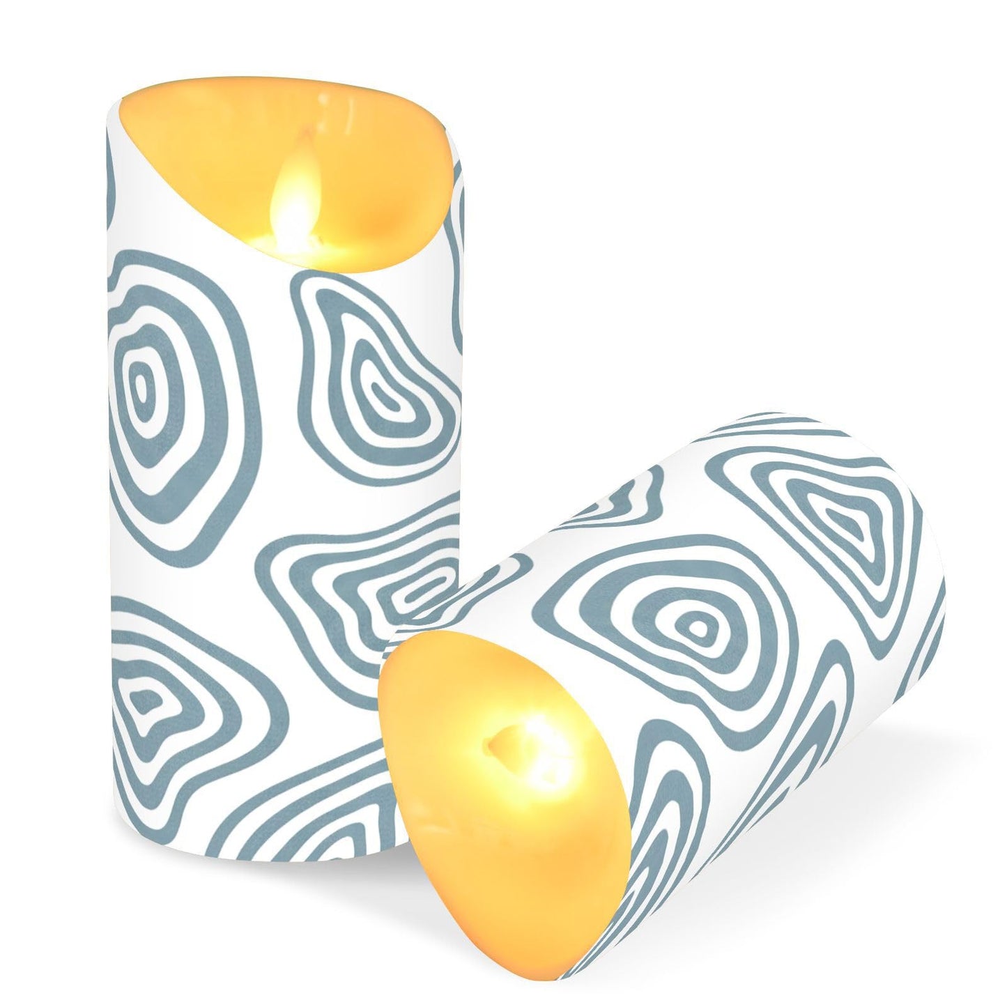 Gravopti Cirle Lines 2 Pack Flameless LED Pillar Candles with Remote & Timer, Battery Operated, Flickering Wax Candle for Wedding, Romantic Home & Party Decor