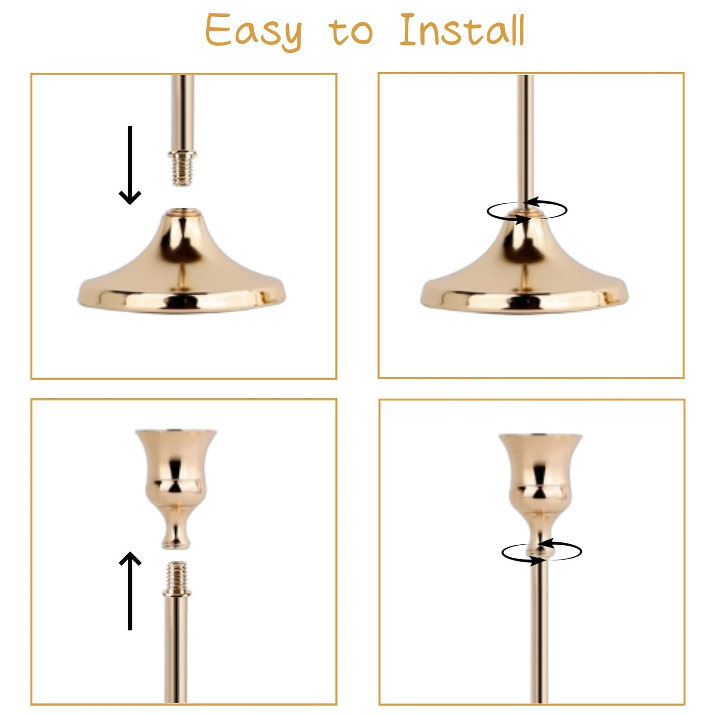 AUMAYCO French Gold Candlestick Holders Set of 3, Metal Taper Candle Holders, Classic Decorative Candle Stick for Christmas, Wedding, Party, Dinner Tables,Home Décor