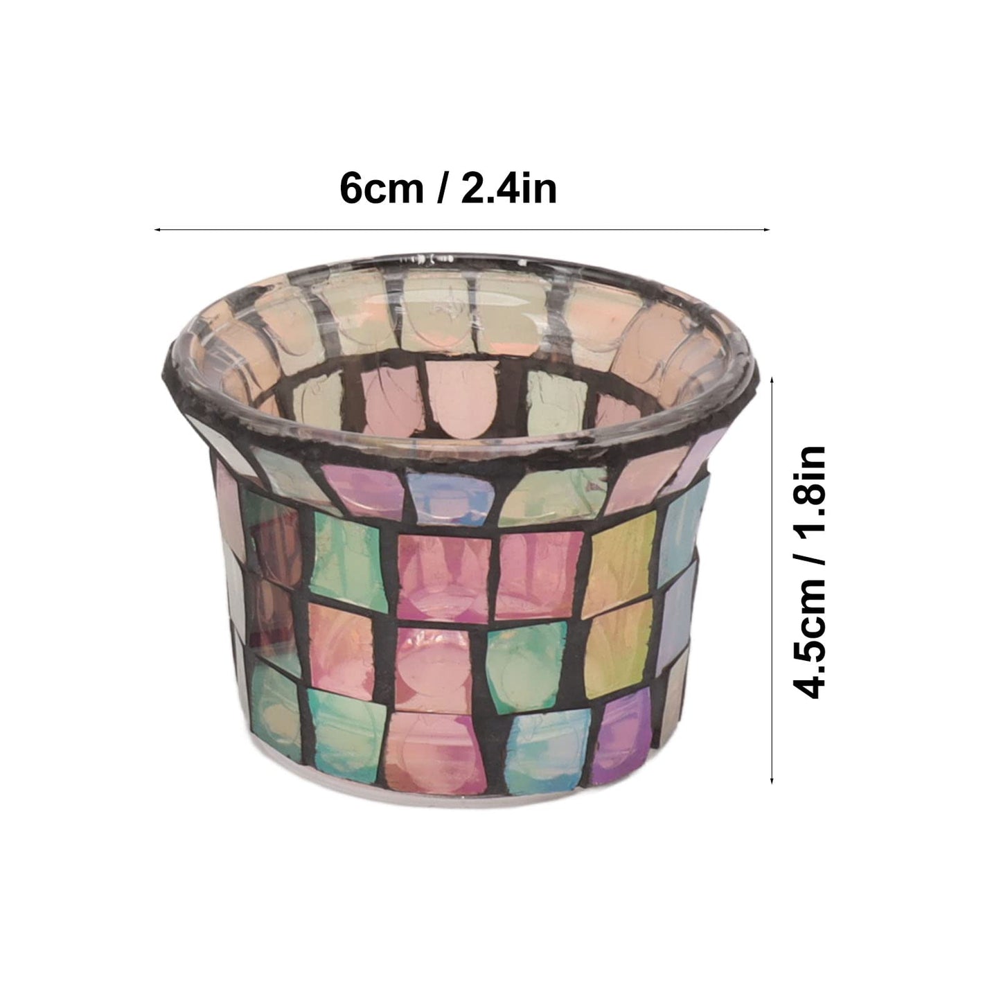 Jeanoko Mosaic Tealight Holder Set of 6 Solid Glass Candle Holder Cups for Wedding Table Centerpiece Meditation Decor Brown for Tealights Prayer Candles and Mini Planters