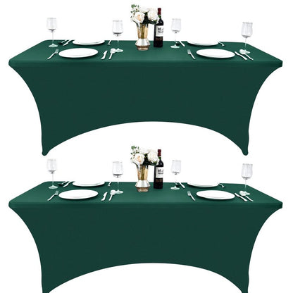 ZarzaaSik 6-Pack 4ft Spandex Table Covers for Rectangular Folding Tables - Wrinkle Resistant Stretch Tight Table Cloths - Ultimate Fitted Table Protector for Parties, Trade Shows, and Wedding