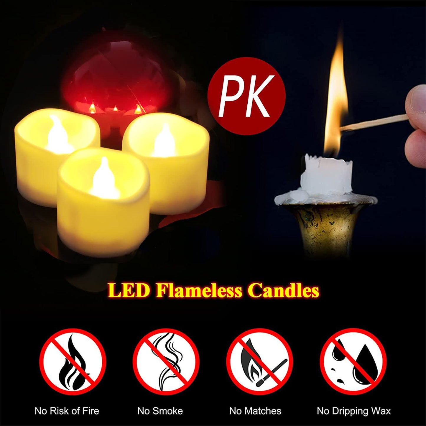 Anziner Flickering Flameless Led Tealight Candles with Timer, 6 Hours On and 18 Hours Off in 24 Hours Cycle Automatically Battery Votive Candles for Home Decoration,12 Pack,Warm White