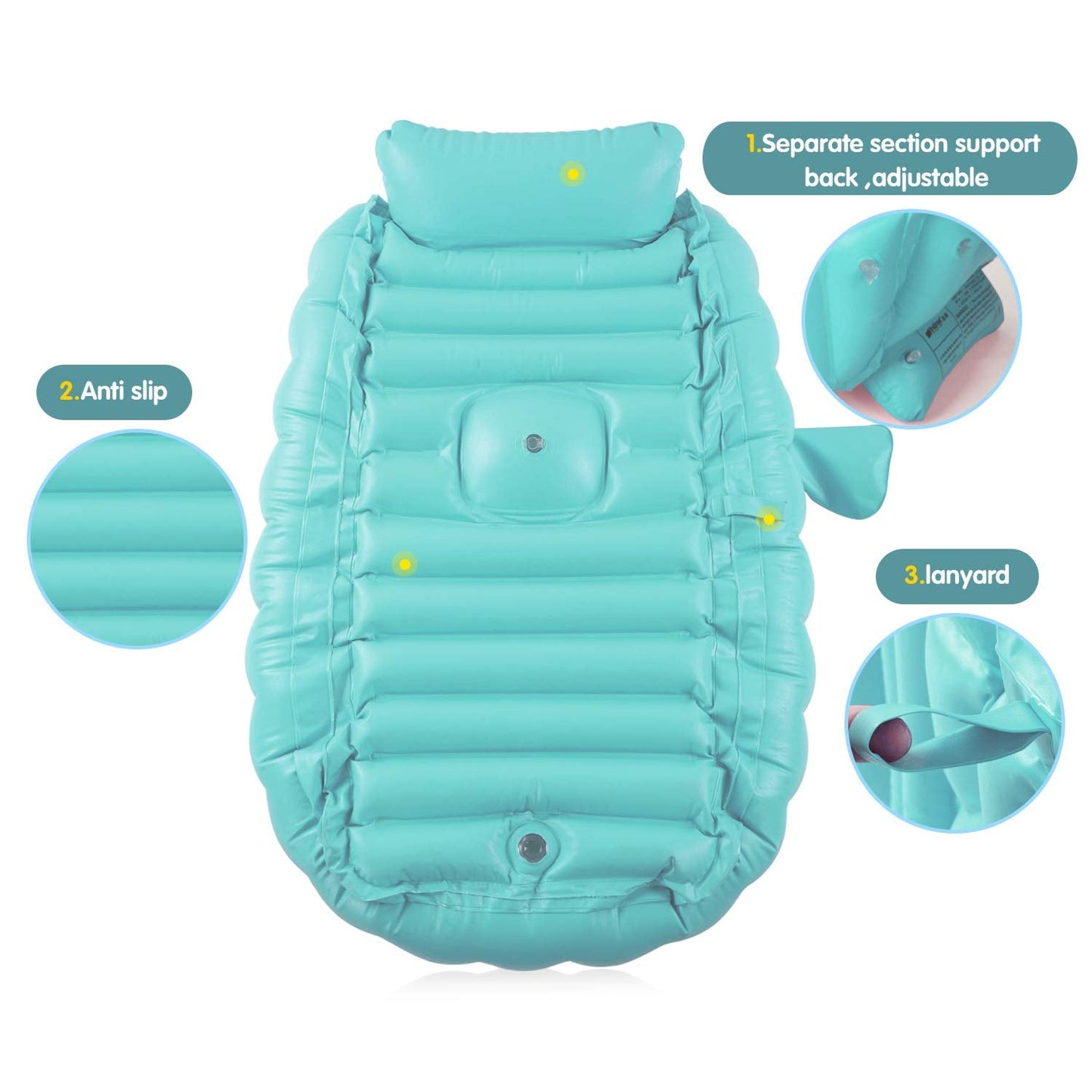 Inflatable Baby Bathtub with Air Pump, Baby Bath Tub Toddler Bathtub, Foldable Shower Basin for Newborn, Portable Travel Bath Tub, Green